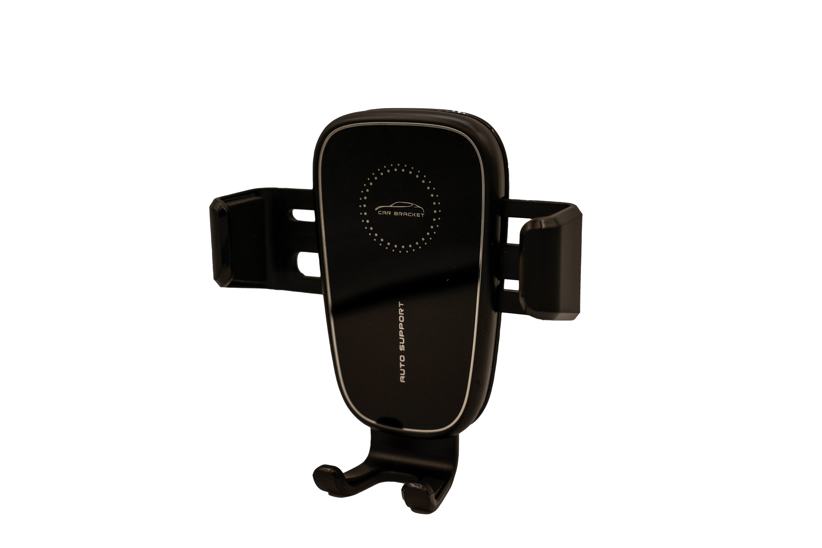 Black car phone holder on a white background