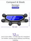 Compact car holder with dimensions and text on a white background