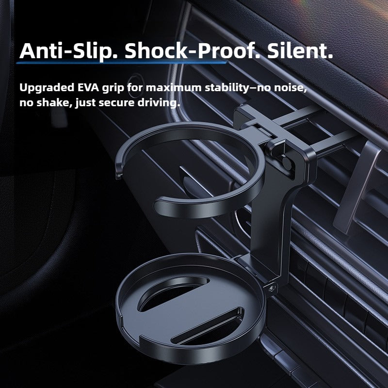 Car cup holder with EVA grip feature, showing stability and security in a vehicle interior.