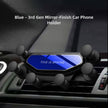 Blue car phone holder with 'This is Spring' text on a car dashboard.