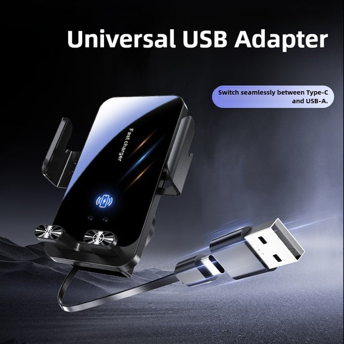 Universal USB adapter with Type-C and USB-A ports on a dark background
