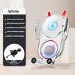 Wireless charging stand with Devil-themed design on a light background