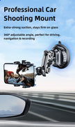 Professional car shooting mount with 360-degree adjustable angle on a car window.