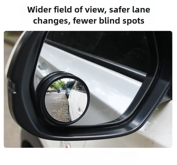 Car side mirror with a wide-angle lens to reduce blind spots
