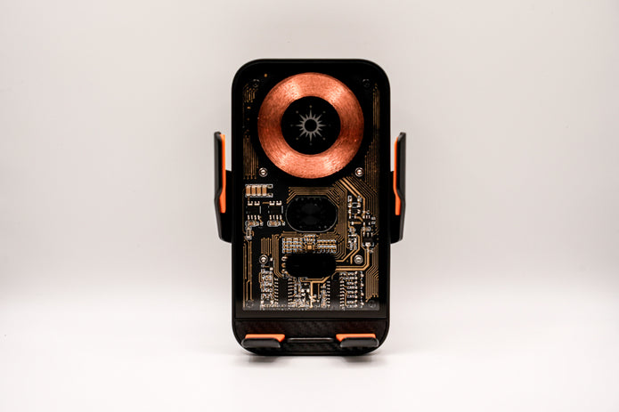 Technical device with intricate design on a white background