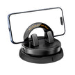 Black car mount holding a smartphone on a white background