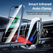 Smart infrared auto-clamp phone holder in a car with phone on top