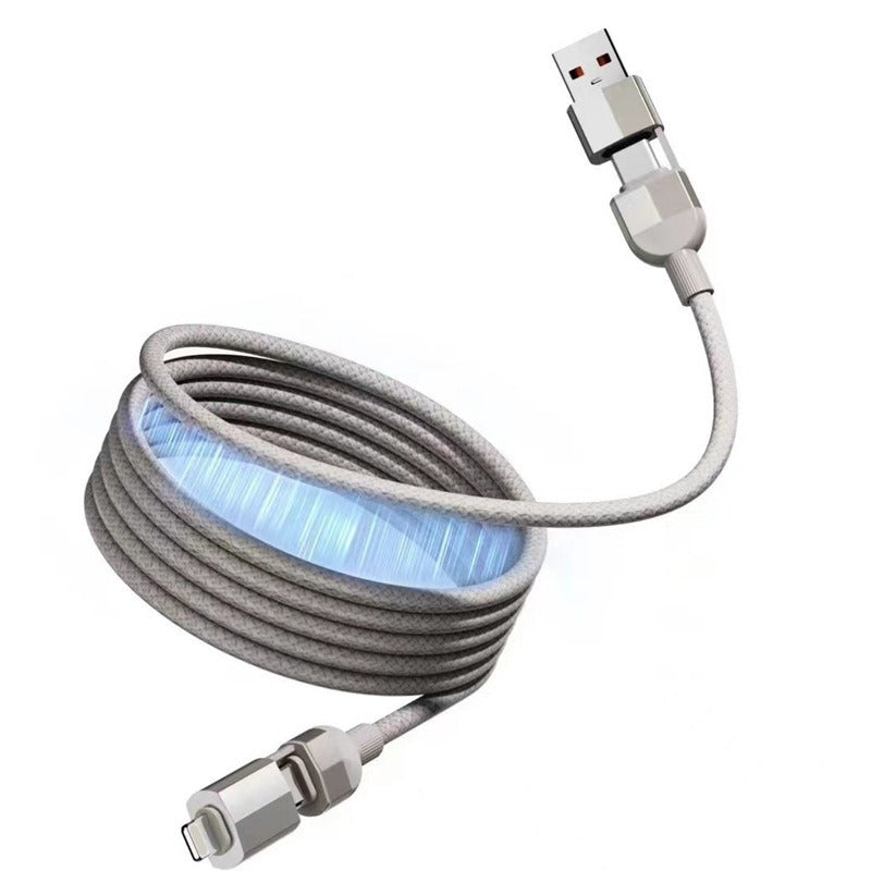 Gray USB cable with connectors on a white background
