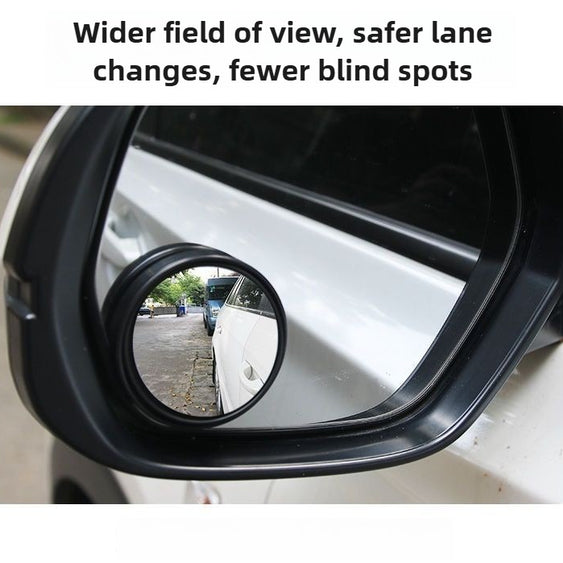 Car side mirror with a wide-angle lens to reduce blind spots