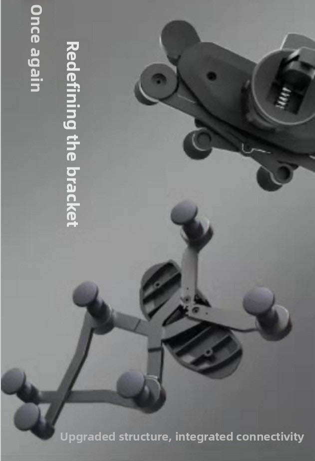 Mechanical brackets on a gray background with text 'Redefining the bracket' and 'Upgraded structure, integrated connectivity'.