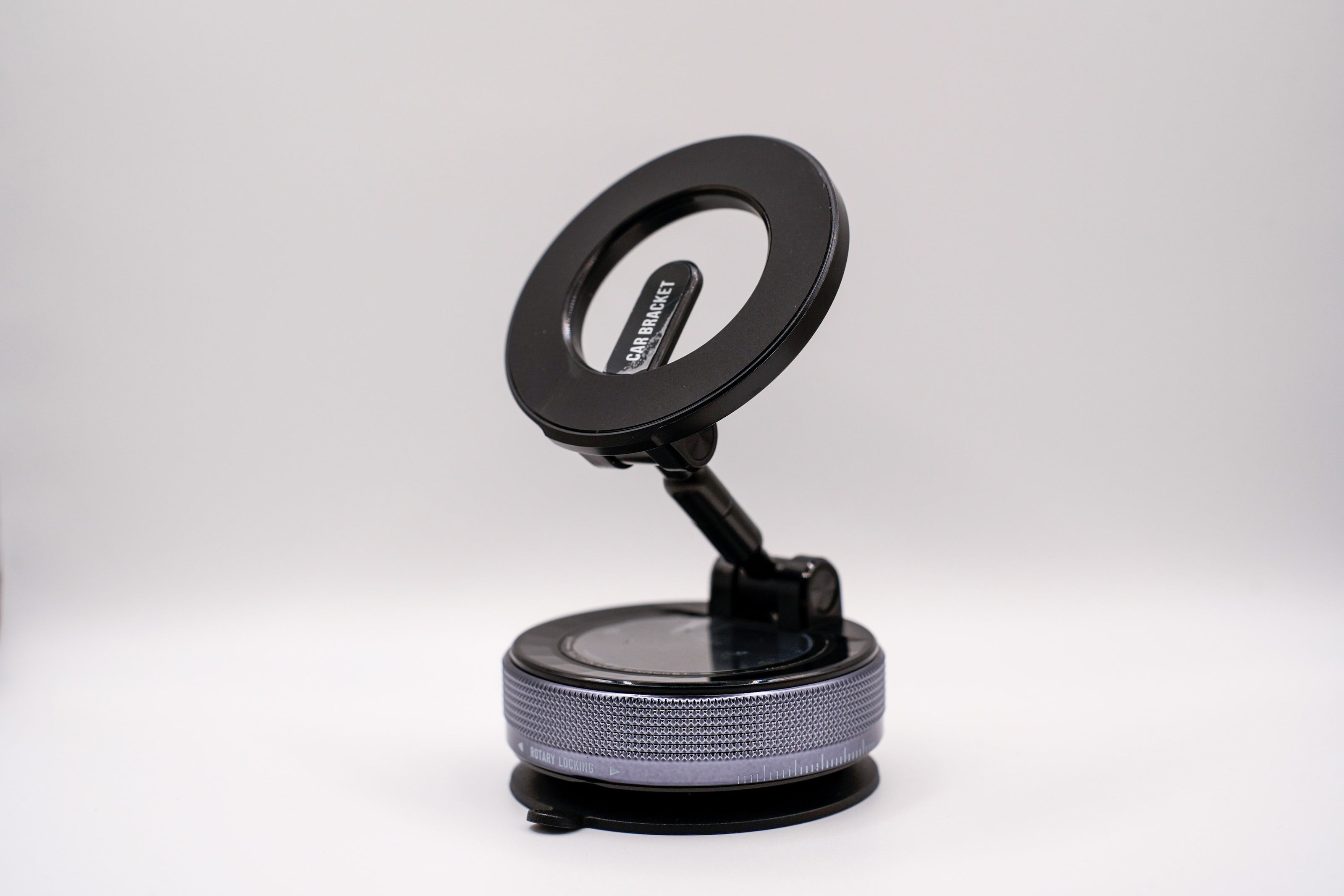 Phone holder with suction cup on a white background