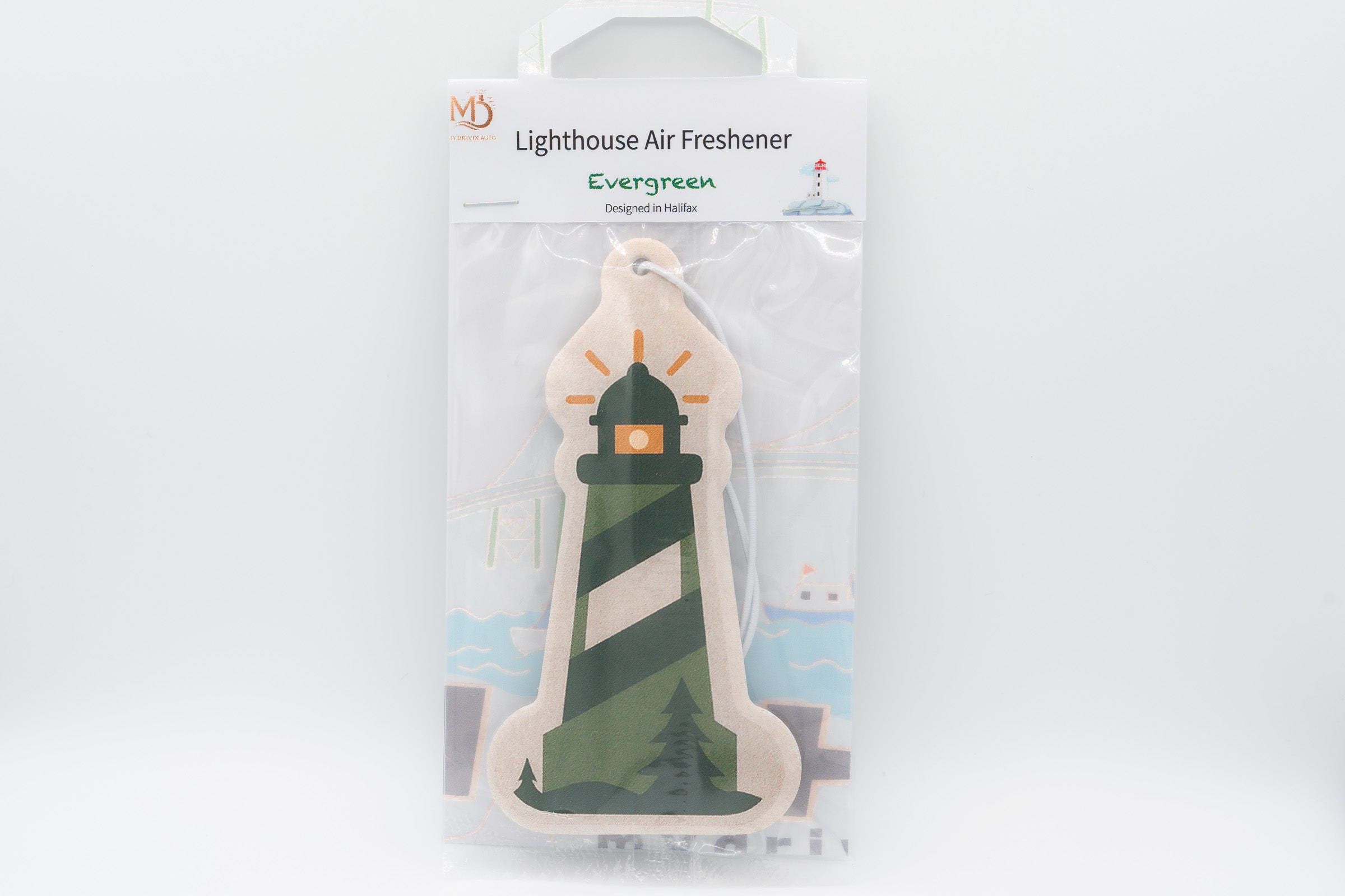 Lighthouse air freshener packaging on a white background